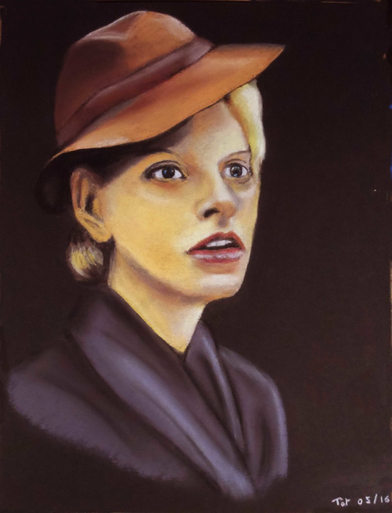 Dama w kapelusiku (Dame au chapeau): Pastel sur papier ( 40 x 30 cm)